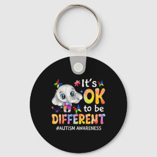 Autism Awareness It's Ok To Be Different Elephant Key Ring