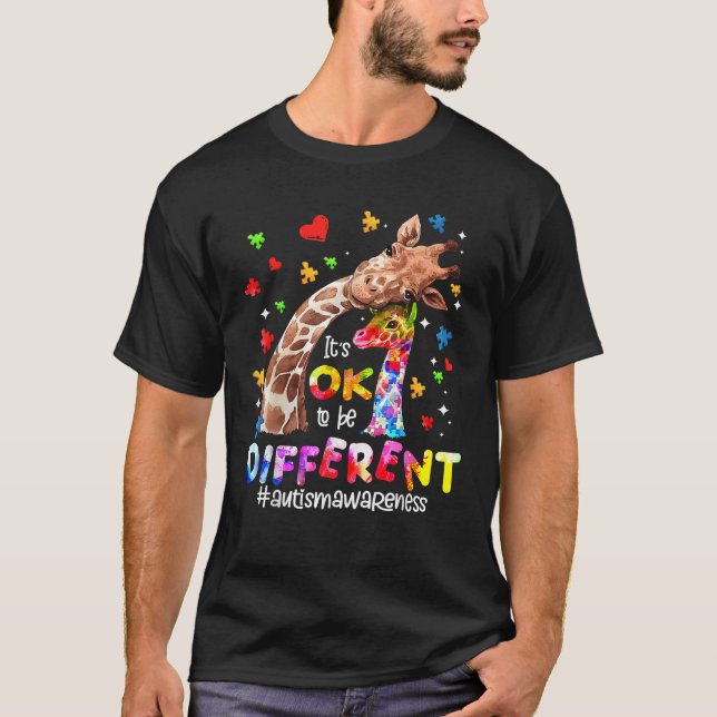Autism Awareness Its Ok To Be Different Giraffe Wo T-Shirt (Front)