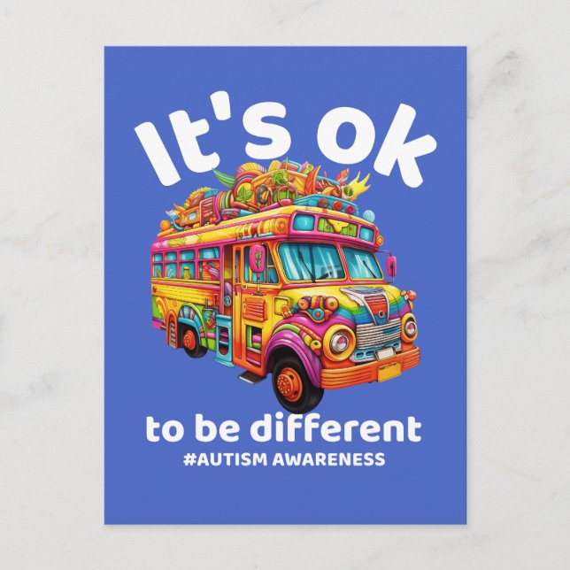 Autism Awareness It's ok to be different  Postcard (Front)