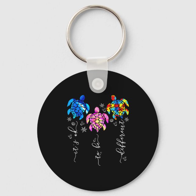 Autism Awareness Its Ok To Be Different Sea Turtle Key Ring (Front)