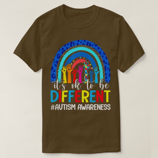 Autism Awareness Itx27s Ok To Be Different Leopard T-Shirt (Design Front)