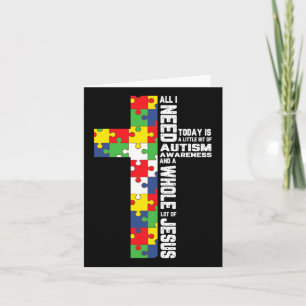 Autism Awareness Jesus Cross Puzzle Cool Christian Card