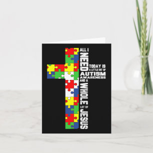Autism Awareness Jesus Cross Puzzle Cool Christian Card