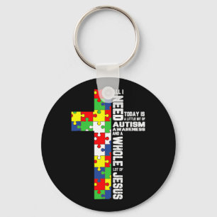 Autism Awareness Jesus Cross Puzzle Cool Christian Key Ring
