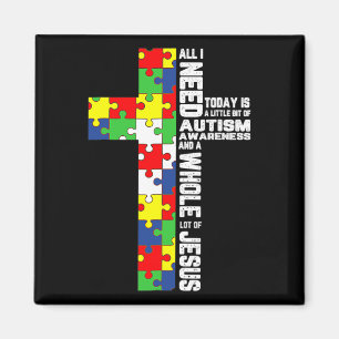 Autism Awareness Jesus Cross Puzzle Cool Christian Magnet