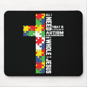 Autism Awareness Jesus Cross Puzzle Cool Christian Mouse Pad
