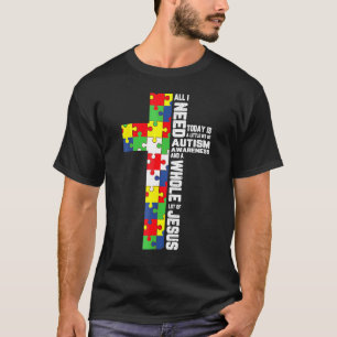 Autism Awareness Jesus Cross Puzzle Cool Christian T-Shirt