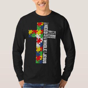 Autism Awareness Jesus Cross Puzzle Cool Christian T-Shirt