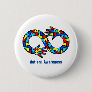 Autism Awareness Jigsaw Puzzle Infinity Symbol 6 Cm Round Badge