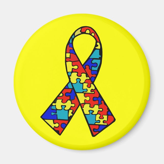 Autism Awareness Jigsaw Puzzle Ribbon Products Magnet (Front)