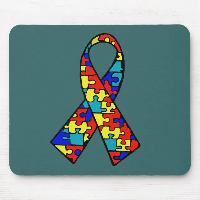 Autism Awareness Jigsaw Puzzle Ribbon Products Mouse Pad | Zazzle