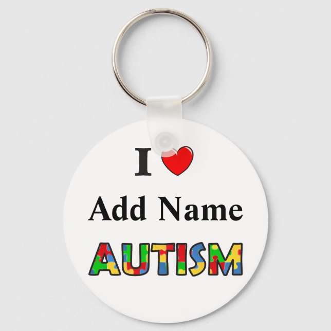 Autism Awareness Keychain I Love Customise (Front)