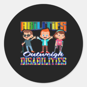 Autism Awareness Kids Abilities Outweigh Disabilit Classic Round Sticker