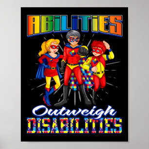 Autism Awareness Kids Abilities Outweigh Disabilit Poster