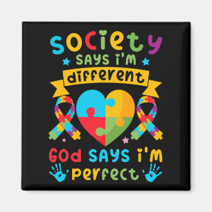 Autism Awareness Kids Boys God Says I'm Perfect Magnet