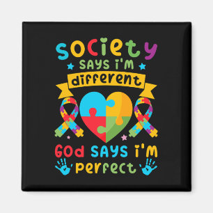 Autism Awareness Kids Boys God Says I'm Perfect Magnet