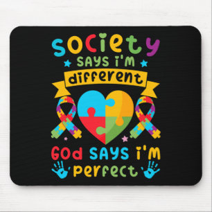 Autism Awareness Kids Boys God Says I'm Perfect Mouse Pad