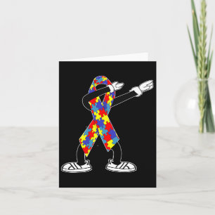 Autism Awareness Kids Dabbing Puzzle Piece Love Da Card
