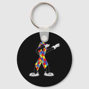 Autism Awareness Kids Dabbing Puzzle Piece Love Da Key Ring