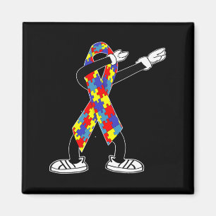 Autism Awareness Kids Dabbing Puzzle Piece Love Da Magnet