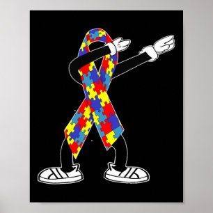 Autism Awareness Kids Dabbing Puzzle Piece Love Da Poster
