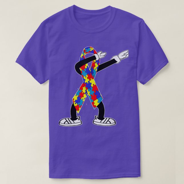 Autism Awareness Kids Dabbing Puzzle Piece Love Da T-Shirt (Design Front)