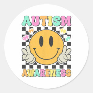 Autism Awareness Kids Men Women Smile Face Autisti Classic Round Sticker