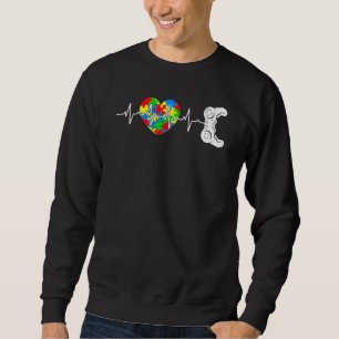 Autism Awareness Kids Video Gamer Puzzle Piece Blu Sweatshirt