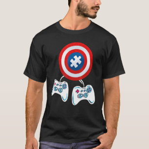 Autism Awareness Kids Video Gamer Puzzle Piece Blu T-Shirt
