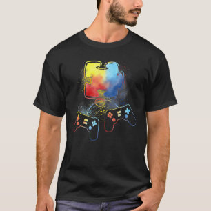 Autism Awareness Kids Video Gamer Puzzle Piece Blu T-Shirt