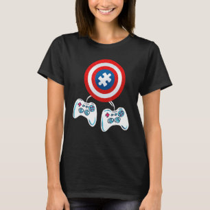Autism Awareness Kids Video Gamer Puzzle Piece Blu T-Shirt