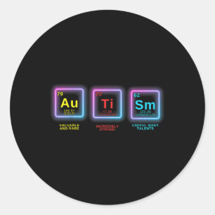 Autism Awareness Kids Women Men Elements Periodic Classic Round Sticker