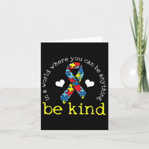 Autism Awareness Kindness Ribbon Heart  Card