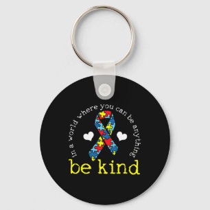 Autism Awareness Kindness Ribbon Heart Key Ring