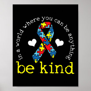 Autism Awareness Kindness Ribbon Heart Poster