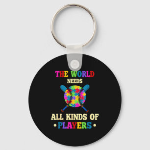 Autism awareness kinds puzzle baseball player boys key ring