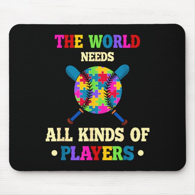 Autism awareness kinds puzzle baseball player boys mouse pad (Front)