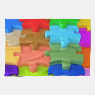 Autism Awareness Kitchen Towel Multicolor 3DPuzzle