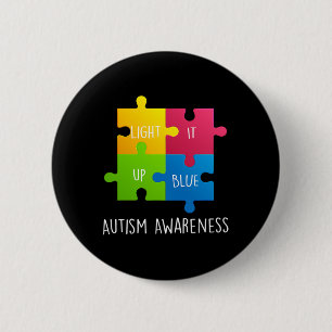 Autism Awareness Light It Up Blue 6 Cm Round Badge
