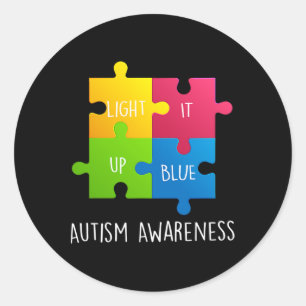 Autism Awareness Light It Up Blue Classic Round Sticker