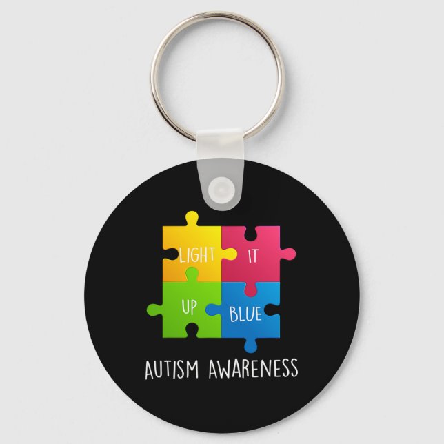 Autism Awareness Light it up Blue  Key Ring (Front)