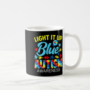 Autism awareness light up blue puzzle lightbulb me coffee mug