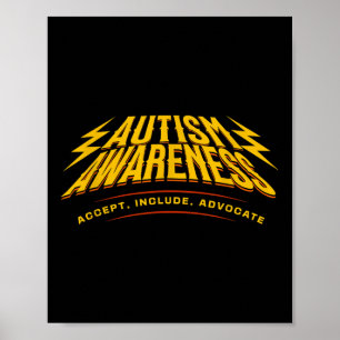 Autism Awareness Lightning Bolts Accept Include Ad Poster
