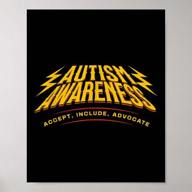 Autism Awareness Lightning Bolts Accept Include Ad Poster (Front)