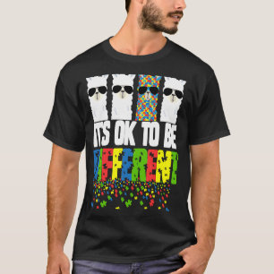 Autism Awareness Llama It's Ok Autism Different T-Shirt