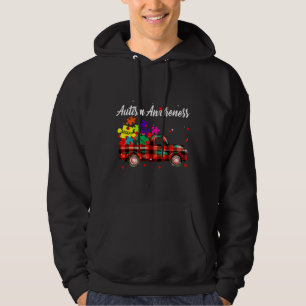 Autism Awareness Love Accept Understand Red Plaid Hoodie