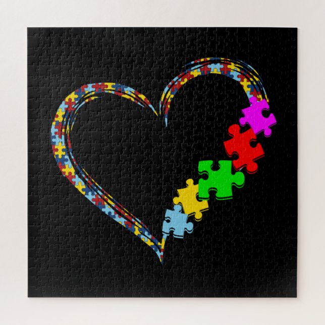 Autism Awareness Love Heart Puzzle Piece (Vertical)