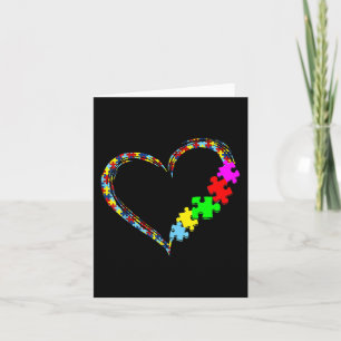 Autism Awareness Love Heart Puzzle Piece Gift Men Card