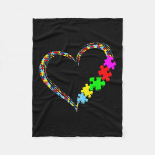 Autism Awareness Love Heart Puzzle Piece Gift Men Fleece Blanket