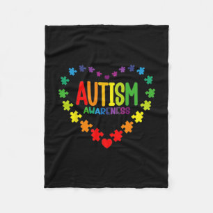 Autism Awareness Love Heart Puzzle Piece Gift Men Fleece Blanket